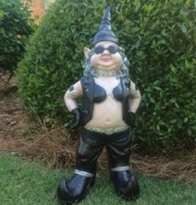 Biker Garden Gnome Couple