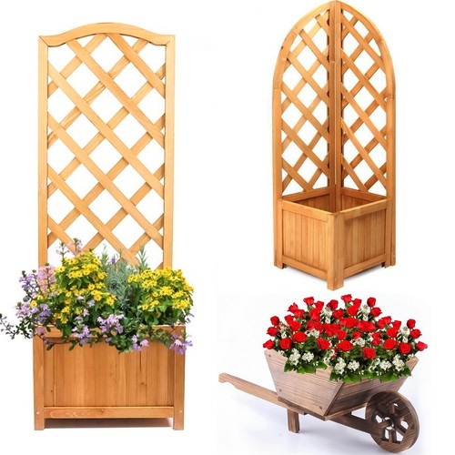 Wooden garden planter natural - garden,