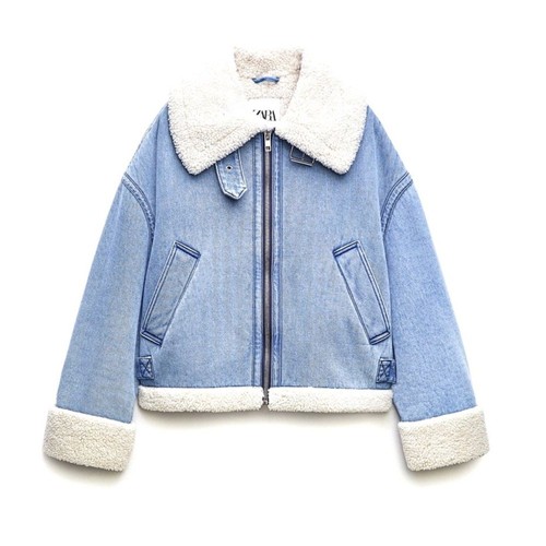 Zara faux shearling denim - zara,