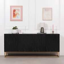 Whirl Large Ripples Black Wooden 4 Door Contemporary Sideboard Cabinet Cupboard