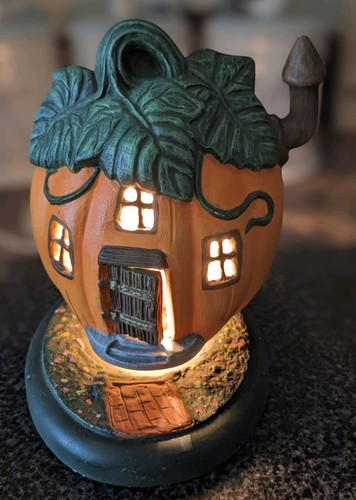 Vintage pottery pumpkin - pumpkin, house