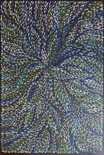Roseanne Morton Petyar, Authentic Aboriginal Art.Size,90  x 60cm. Medicine Leaf