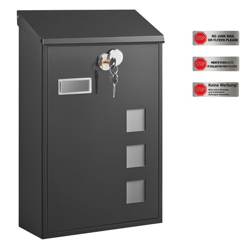 Mailbox wall mounted black - wall,