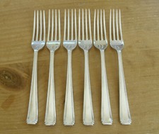 Set of 6 Solid Silver Art Deco Style Dessert Forks - Sheffeild 1942 - 282g