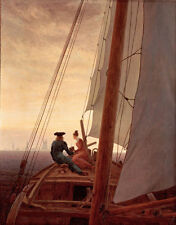 Oil painting caspar david friedrich - Young lovers on the sailing boat landscape