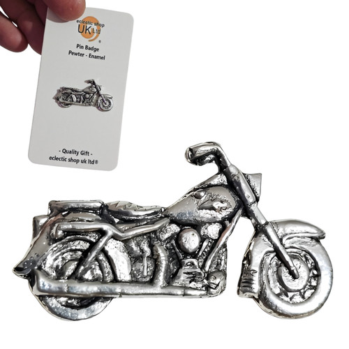 Motorbike pin badge - pin, pewter
