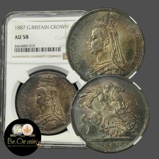 1887 Queen Victoria Jubilee Head Crown - Graded NGC AU58