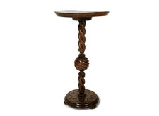 Vintage Pedestal ornate carved wood  Barley twist Side table plant stand farmhou