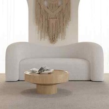 Luxury White Bouclé Curved Sofa – RRP £1,799 – Excellent Condition