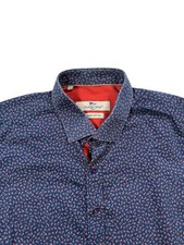 Claudio Lugli Men’s Blue  Floral Rose Pure Cotton Shirt - Size Large