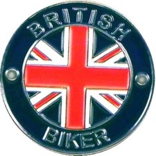 British Biker Union Jack Circle Metal Enamel Pin Badge 