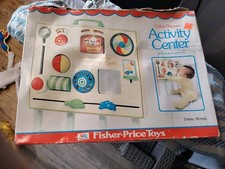 Fisher Price 1973 Vintage Activity Centre Cot Toy with Back Attachment Boxed