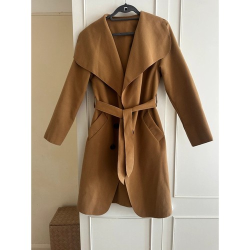 Lightweight camel wrap coat - camel,
