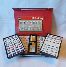 KTG Mahjong Set 148 Bamboo Back Tiles Sticks Carry Case Mah Jong Jongg Vintage