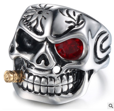 Men smoking skull ring - skull,