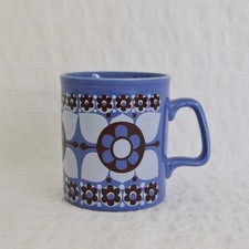 Vintage Staffordshire Tableware Mug, Retro Blue Floral 1970's Flower Power