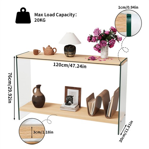 Clear tempered glass console - tempered,