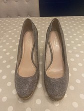 CARVELA KURT GEIGER PLATFORM SHOES SPARKLING SILVER GLITTER EFFECT UK SIZE 6.5