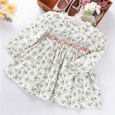 White Floral Hand-Smocked