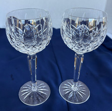 2 Waterford Crystal Lismore Hock Wine Goblets, Old Mark, 7 3/8", Ireland.  EUC