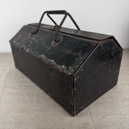 Black metal toolbox industrial - metal,