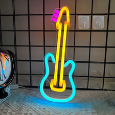 Neon Guitar Shaped Sign Best LED Acrylic Neon Lamp USB Bedroom Art Wall Music