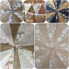 .FABRIC HESSIAN  VINTAGE BUNTING.WEDDINGS,COUNTRY FLORAL SHABBY CHIC,    