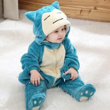 Snorlax Romper Baby 0-3 Years Cute Anime Jumpsuit Soft Flannel Pajama Onepiece