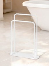 Freestanding Bathroom 2-Tier Curved White Towel Stand Rack Rail Holder Drying