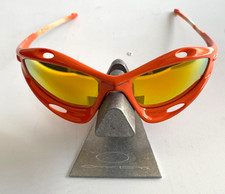 New Oakley Racing Jacket Sunglasses Orange Frame w/ New Fire Lens RARE! Gen 1