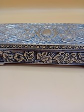 Beautiful Vintage Vera Lucino Silver Plated floral Motif Jewellery Box, Christma
