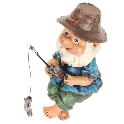 Fishing gnome sitter resin - sitter,