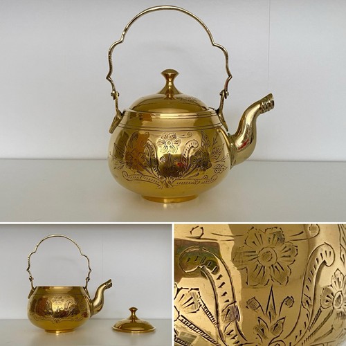 Vintage brass teapot - brass,