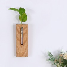 1Pc Vase Planter Wall Decor Green Plants Hydroponic Wood