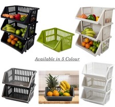 Fruit Vegetable Storage Basket Stacking Kitchen Stackable Unit Rack Tidy Tier   