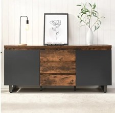 Sydney Large Sideboard With 2 Door 3 Drawer In Rustic Oak