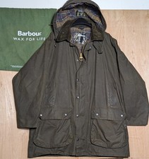 Barbour Classic Northumbria Wax Jacket C48 With Hood Great Condition Olive Green