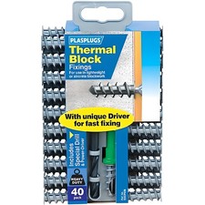 Plasplugs 40 Pack Thermalite Fixings Heavy Duty Block Anchor with Driver