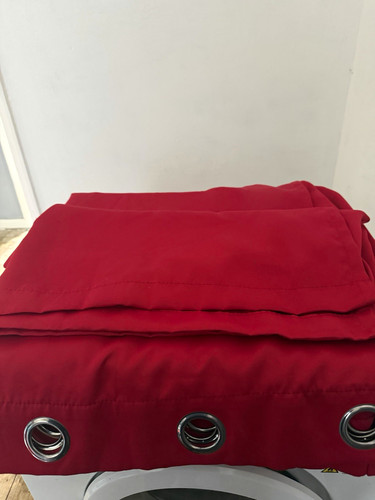 Red eyelet curtain - curtain, panel