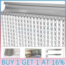 Aluminium Door Fly Screen Metal Chain Curtain Insect Pest Blinds 215cm x 90cm UK