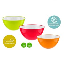 Large Plastic Salad Bowl 25cm Round Mixing Serving Baking Bowl Hard Plastic New