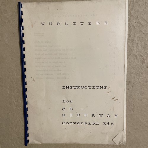Wurlitzer instructions for - for, cd