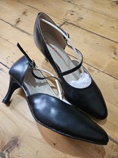Dance Shoes 2" Heel, Suede Sole, Black Leather, Ballroom, Salsa, Tango, Latin.