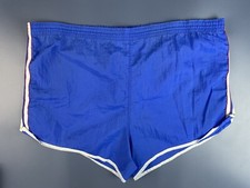 VINTAGE ADIDAS NYLON RUNNING FOOTBALL SHORTS BLUE SIZE 38 ADULT