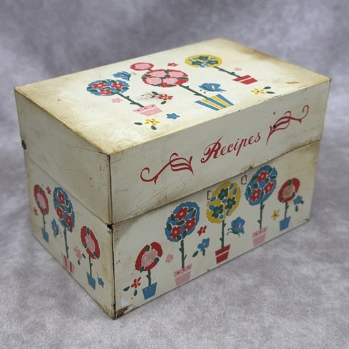 Vintage floral metal recipe - vintage,