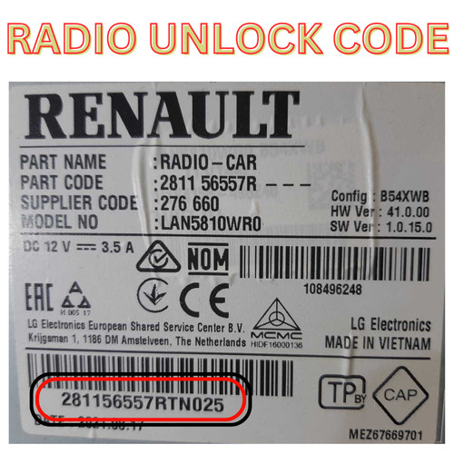 Renault radio code unlock - unlock, for