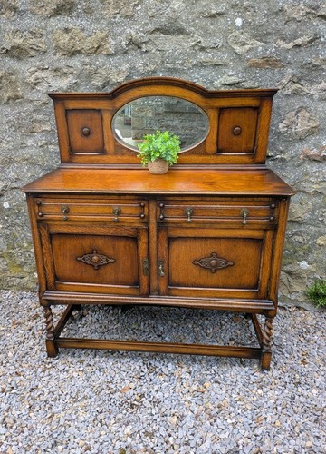 Antique oak sideboard with - sideboard,