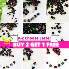 Black Alphabet Cube Bead Individual Mixed Letter UK DIY Jewelry Colorful Craft