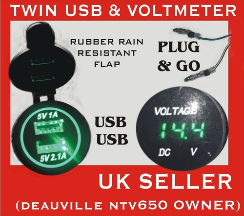 Twin usb socket voltmeter - socket,