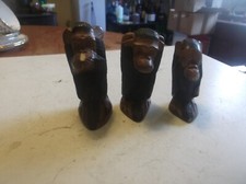 VINTAGE CARVED WOOD THREE WISE